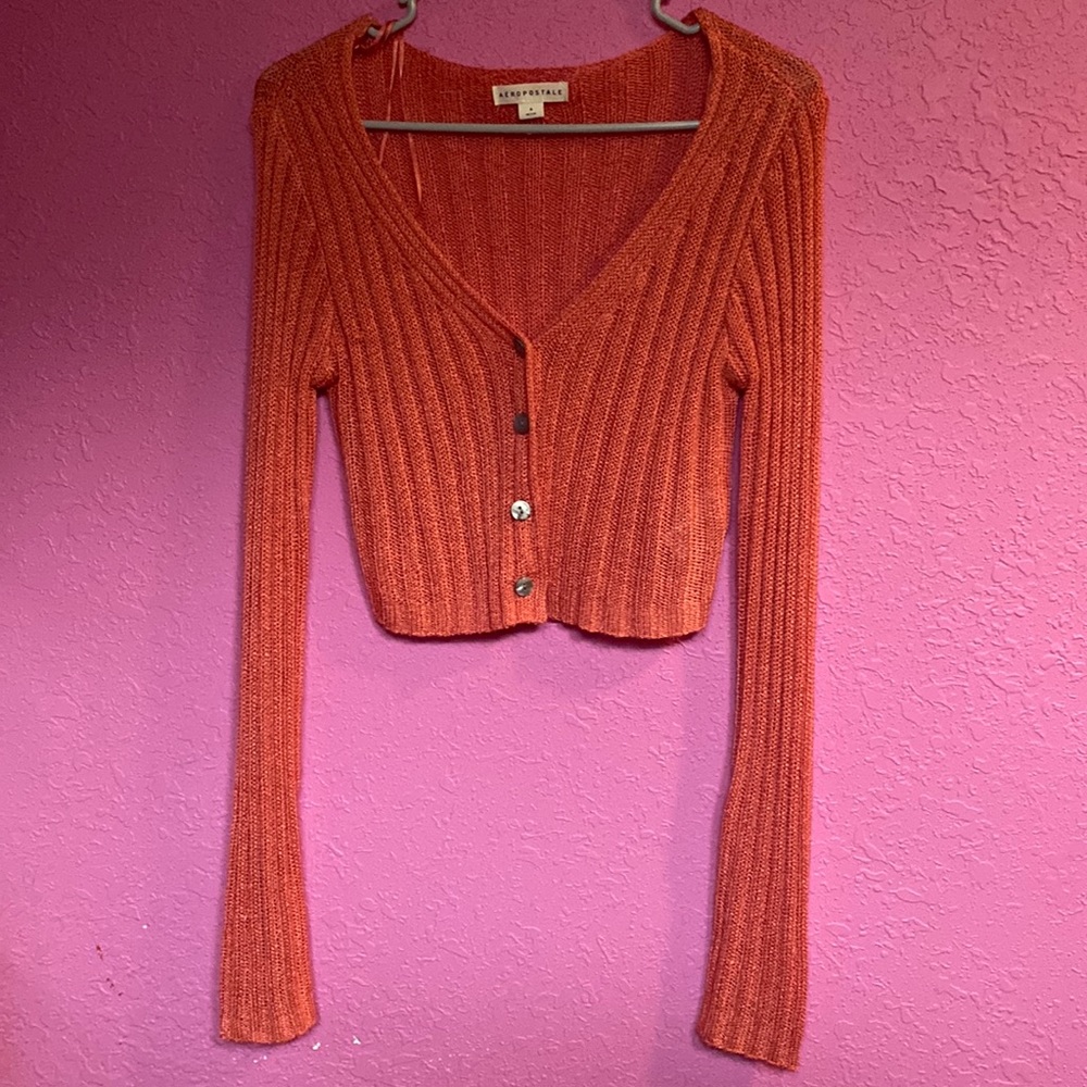 Size S knitted pink cover up coat. Brand Aeropostale.
